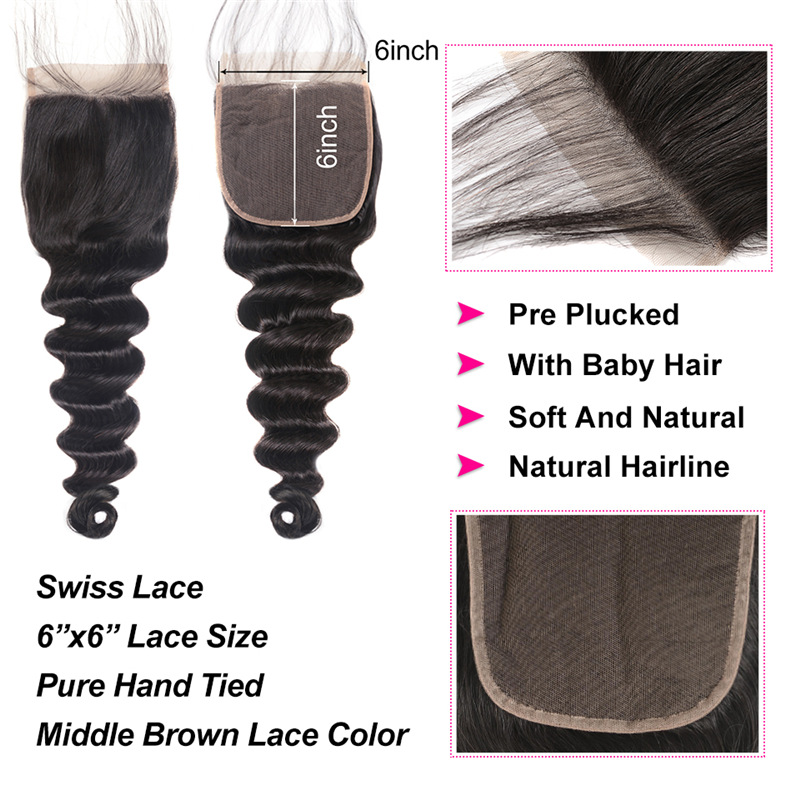 loose deep 6*6 lace closure