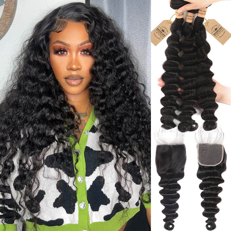 loose deep wave bundles with closure