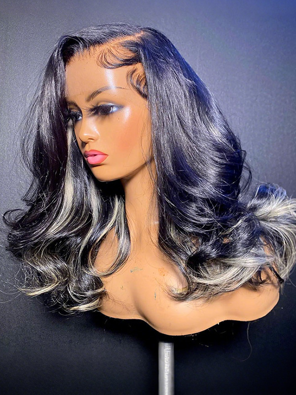 Black Wig With Blonde Streaks