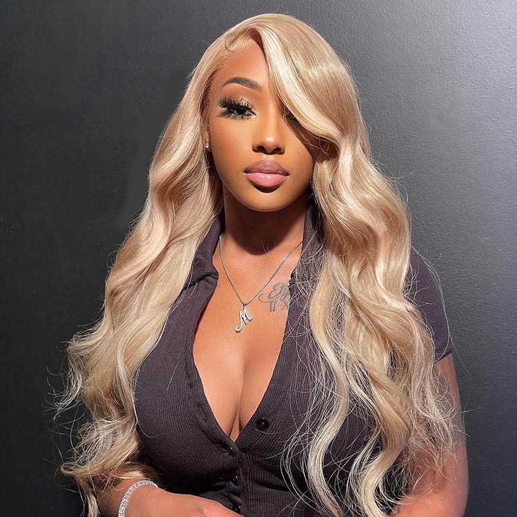 milk tea hair color with highlights wig