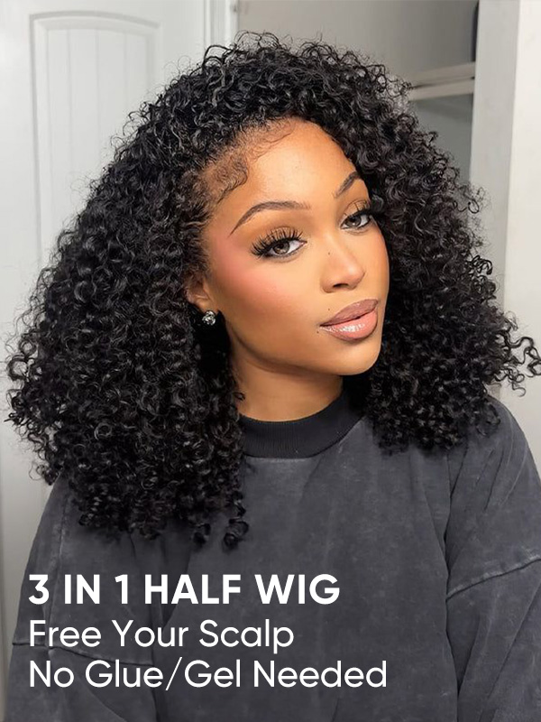 3 in 1 half wig