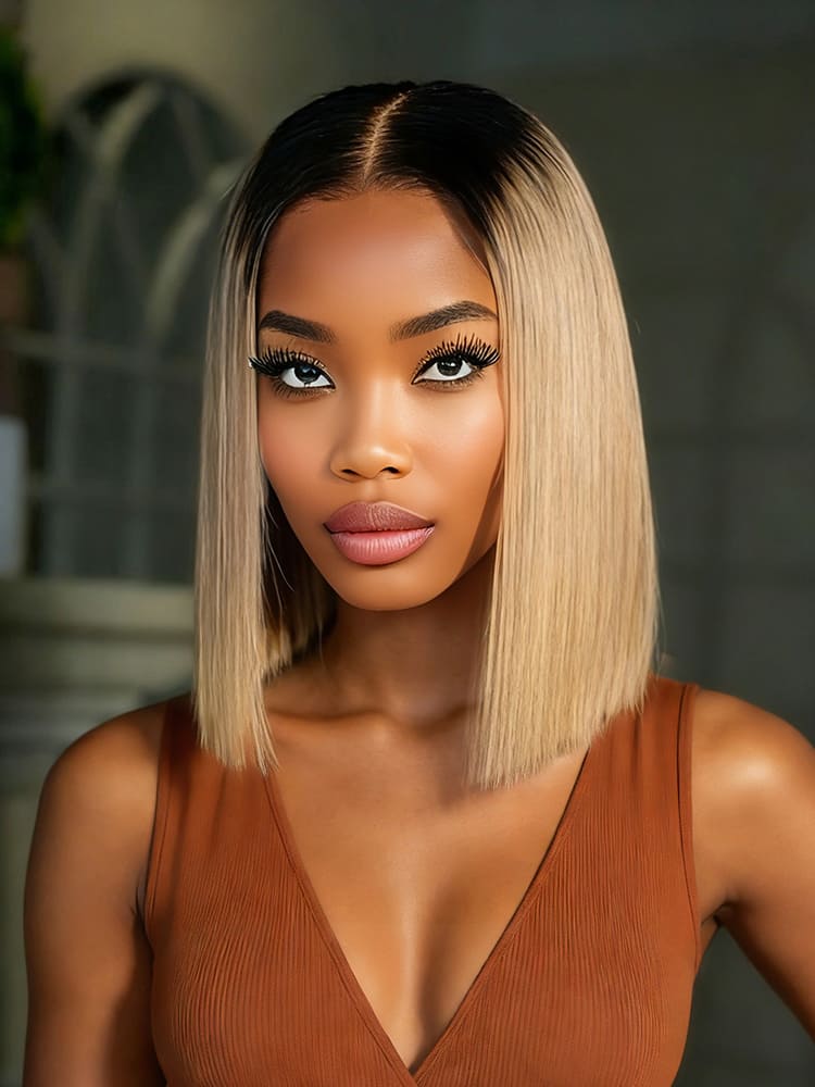 13x4 lace frontal human hair bob hair wig 1B/27