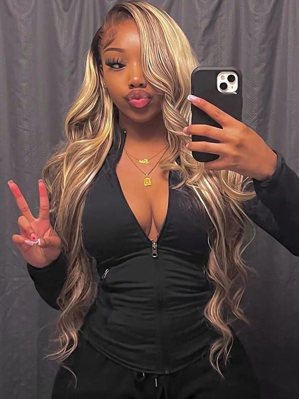 ombre colored body wave wig