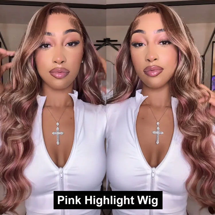 pink highlight wig