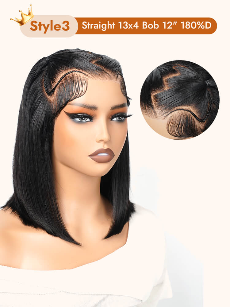 Bob 12 Inch  Pre Styled Braided Human Hair Wig
