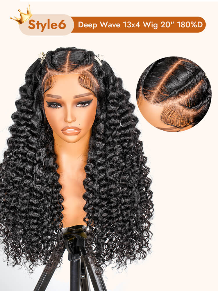 Deep Wave Pre Styled Braided Human Hair Wig