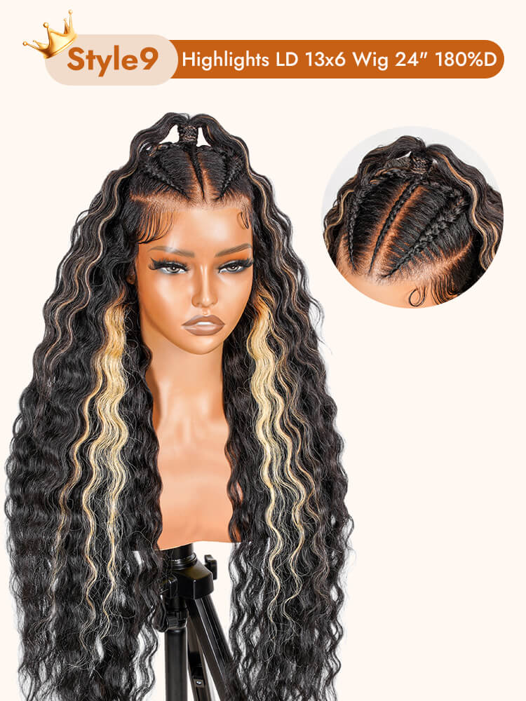 Highlight Loose Deep Wave Pre Styled Braided Human Hair Wig