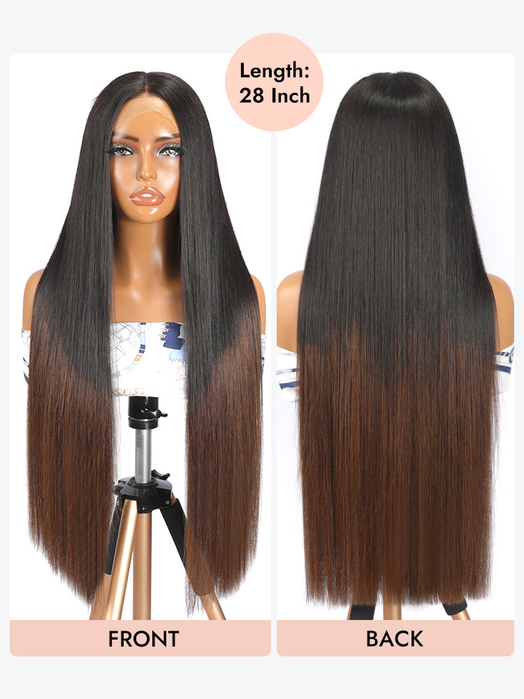 Raw Vietnamese double drawn ombre brown blunt cut