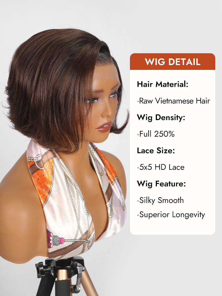 Raw Vietnamese Hair Wavy Bob HD Lace Wig