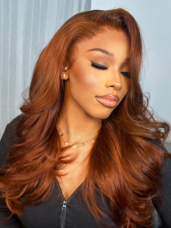 red ginger color wig with layers