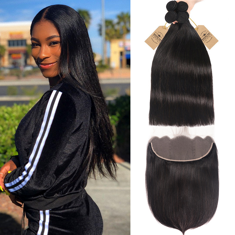 Straight Hair Bundles With Lace Frontal