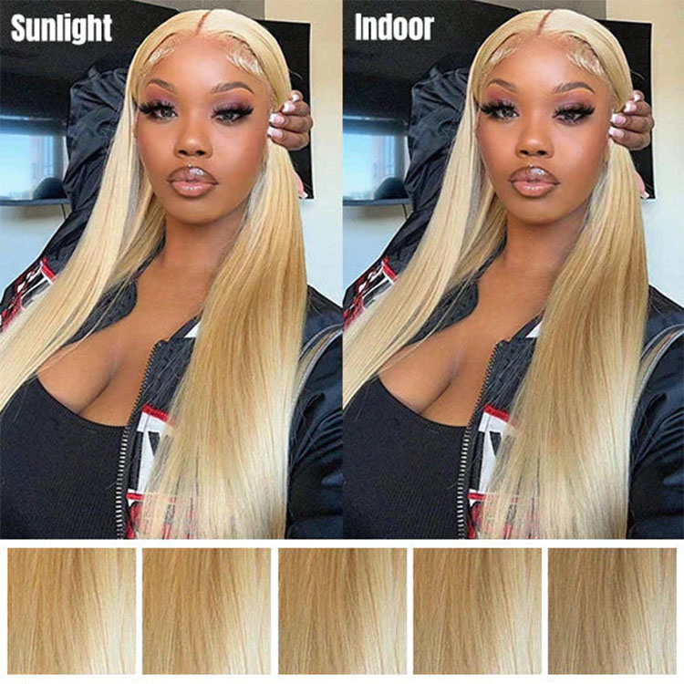blonde straight closure wigs