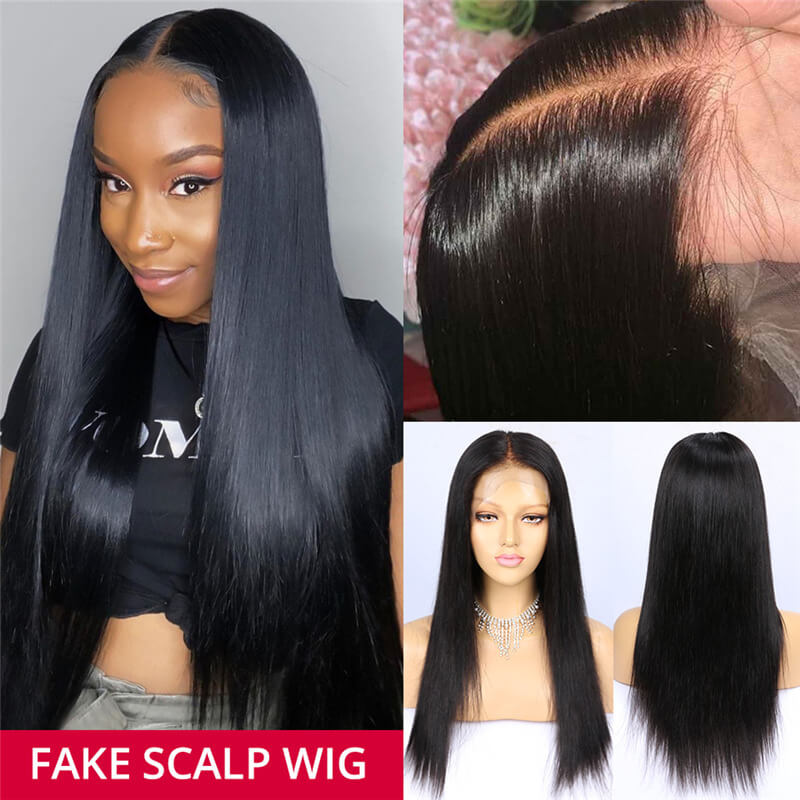 Straight Fake Scalp Wigs
