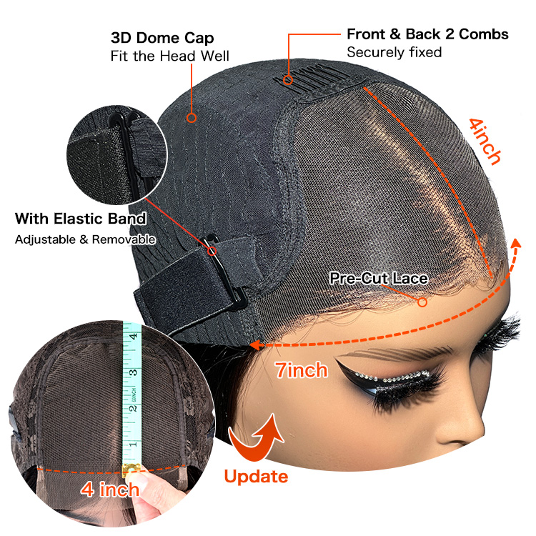 upgrade 7x4 closure wigs