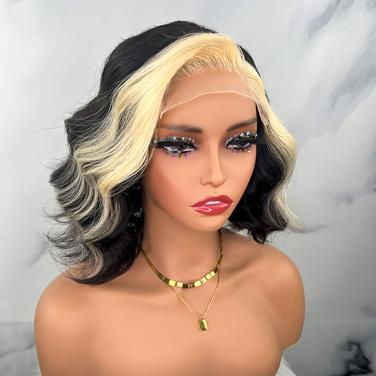 Skunk Stripe Human Hair Wig