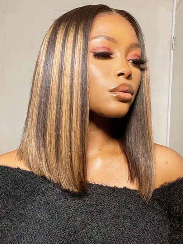 wigs brown with highlights
