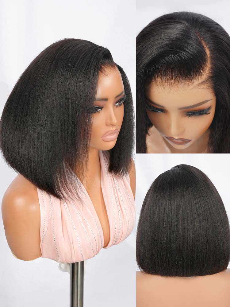 13x4 lace side part Yaki Straight bob wig