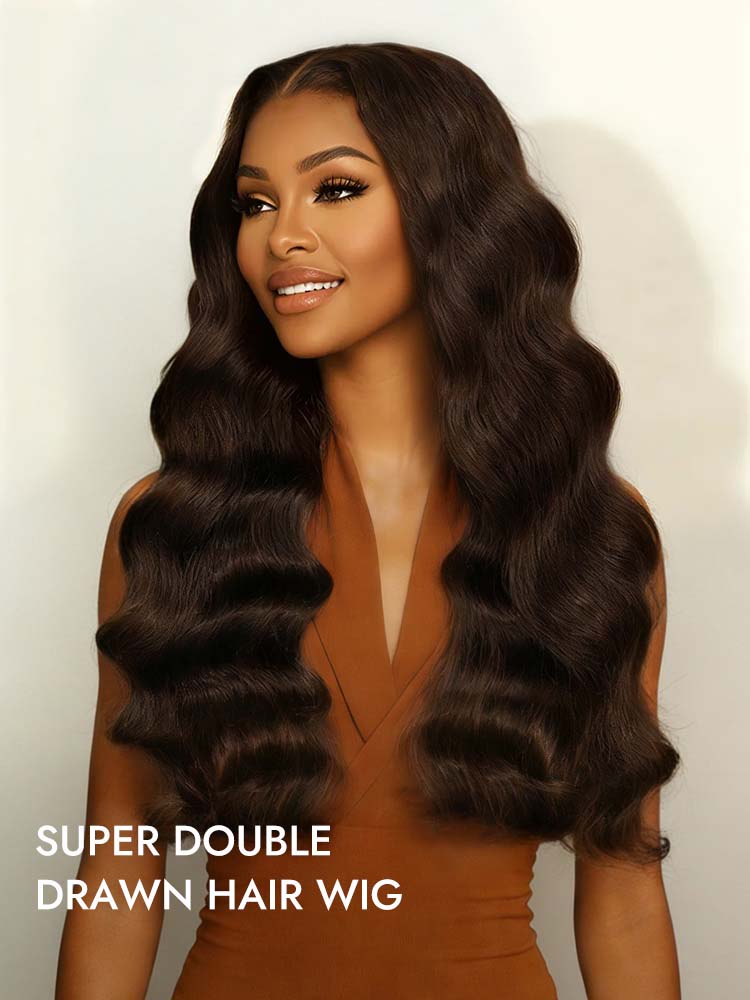 brown double drawn hair human hair  wigs