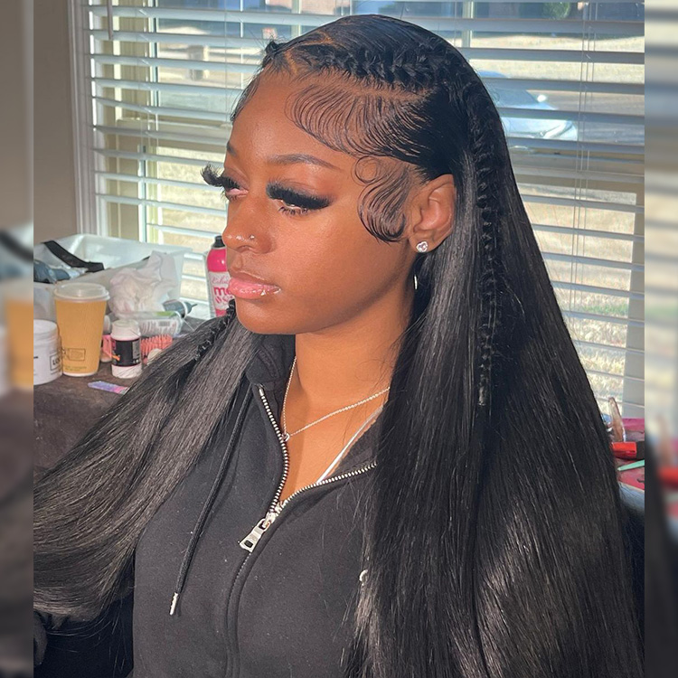 zigzag parting straight hairstyle