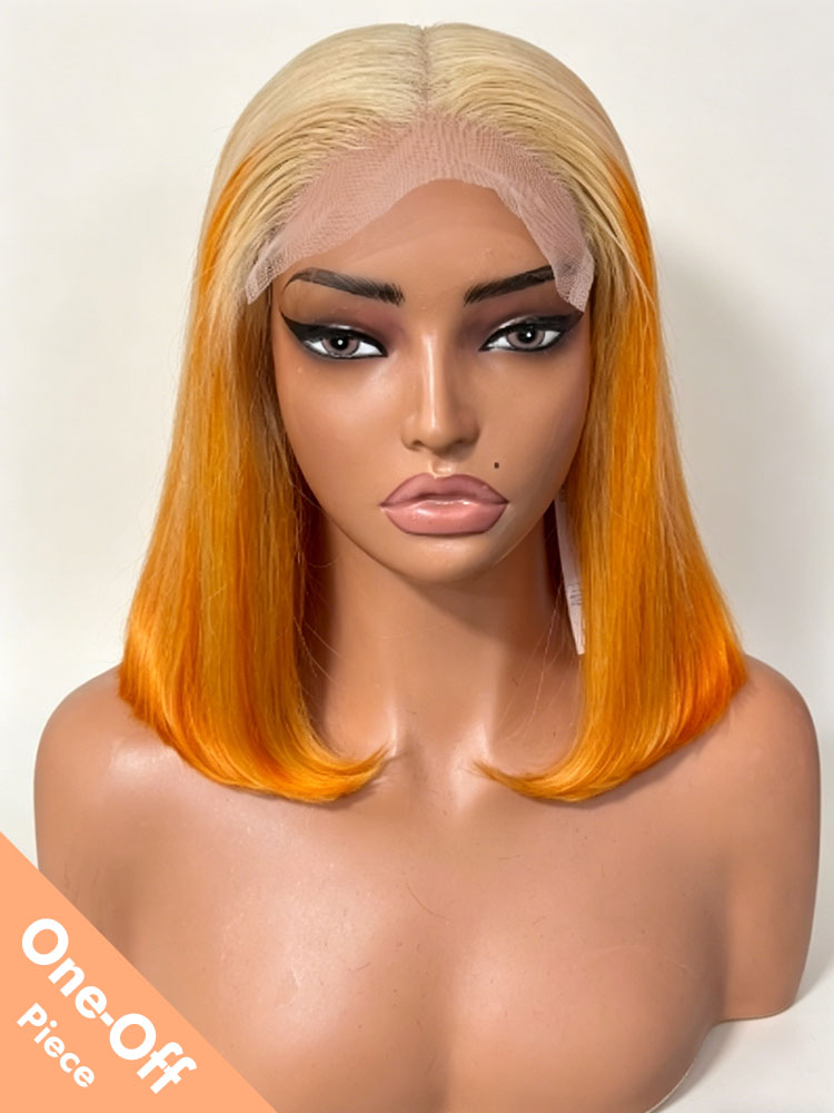 Blonde to Orange Ombre Bob Wg With 6x6 Lace 