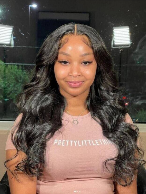 Long Black Wigs 1436 Inches Body Wave 13*4 Lace Front Wigs With Baby