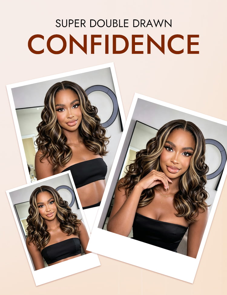 Brown Mix Blonde Highlights Glueless Lace Wigs