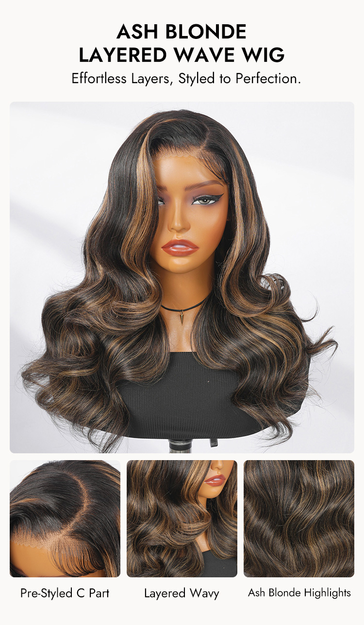 C Part Ash Blonde Highlight Hair