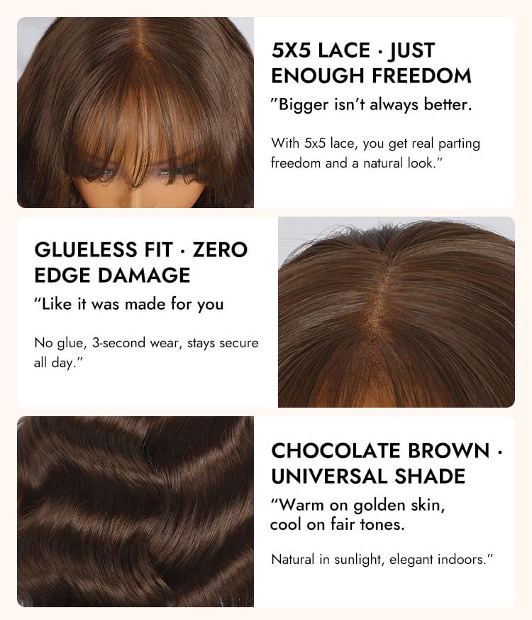 Dark Brown Glueless Lace Wigs