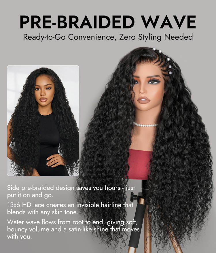 Pre-Braided Water Wave Wig