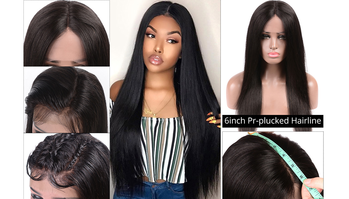 straight 6 by 6 lace front wig