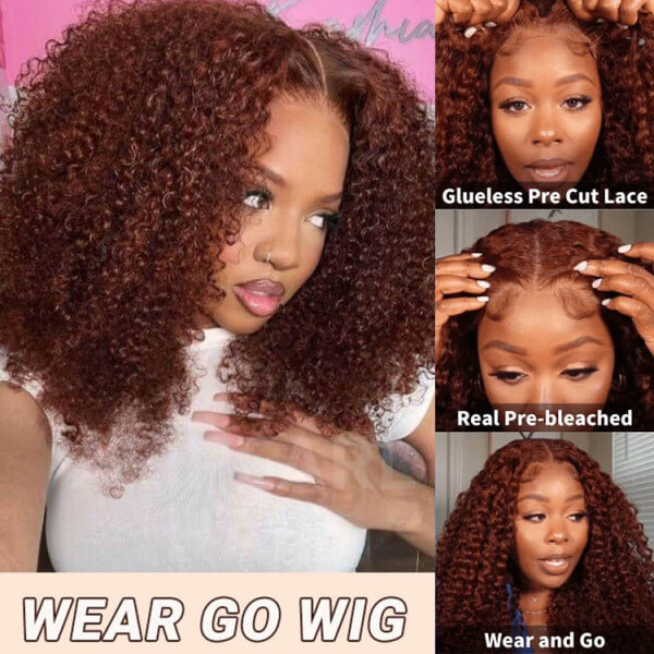 Reddish Brown Curly 5x5 Closure Wig