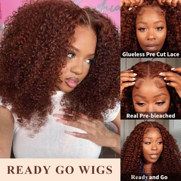 Reddish Brown Curly Glueless Wig