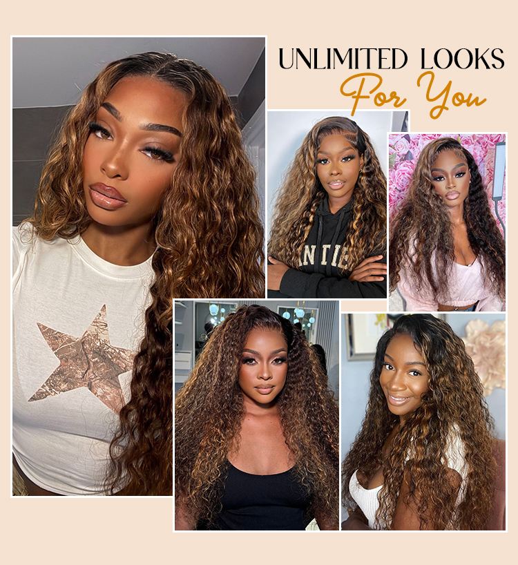 Highlight Loose Deep Wave Wig With Dark Roots
