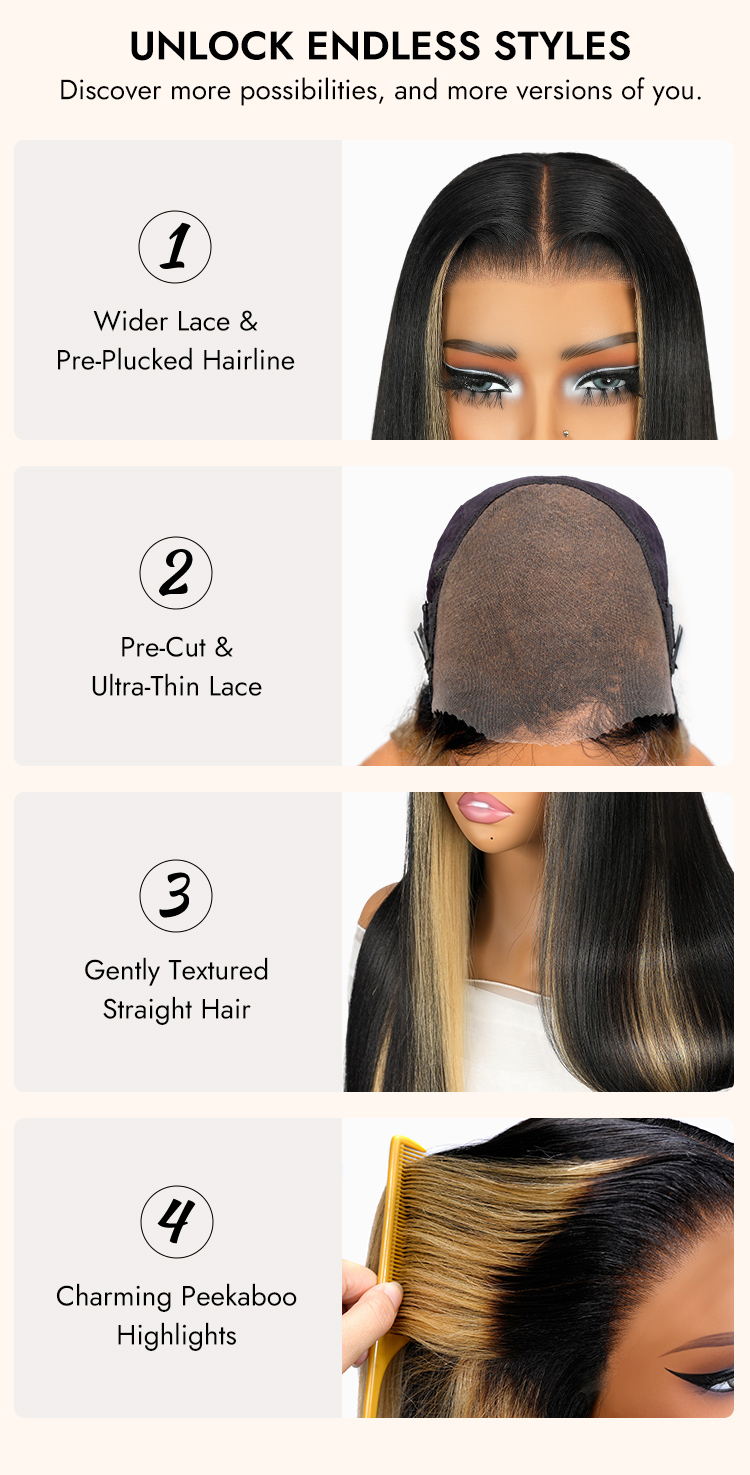 Peekaboo Blonde Highlights Hair Wig