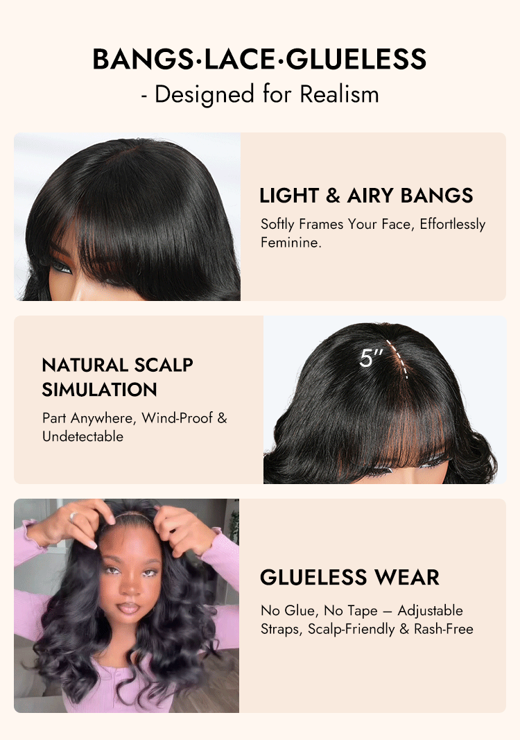 Curtain Bangs Body Wave Wigs