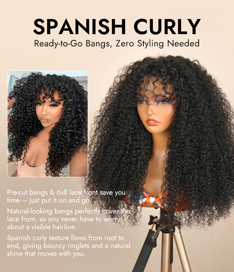 Curly Hair Wigs with 6x8 Lace Closure