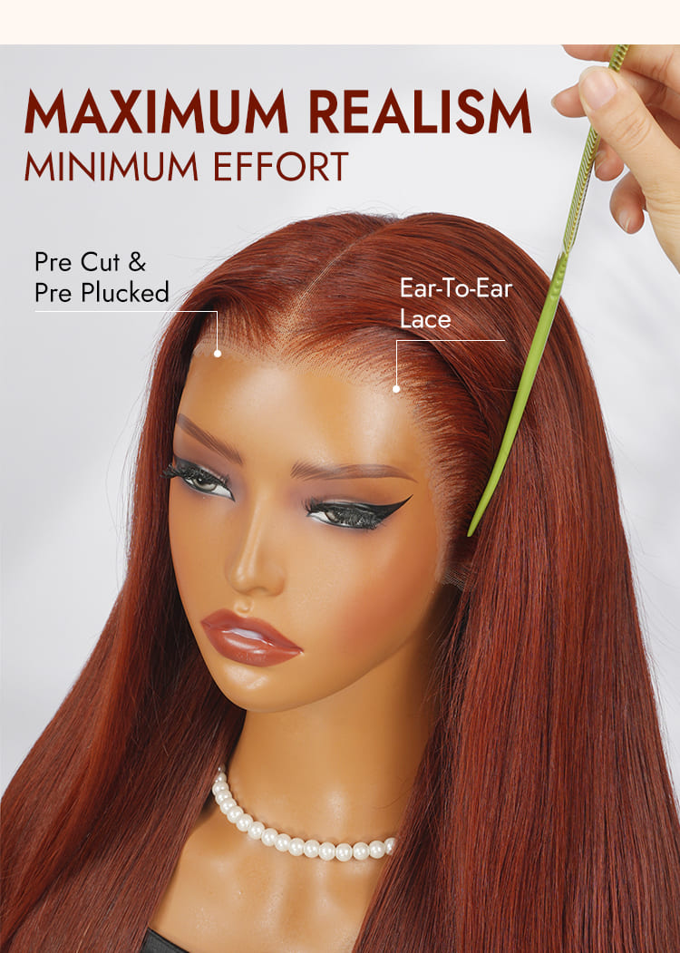 Orange Brown Human Hair Wigs