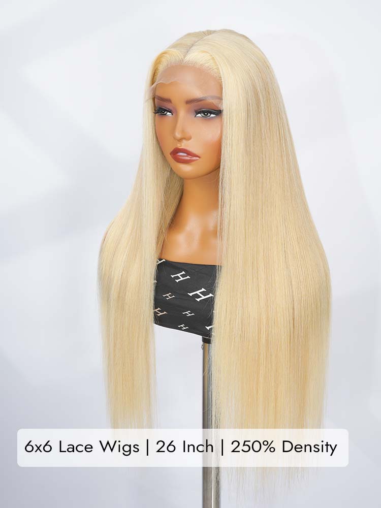 6x6 Lace Blonde Straight Wig