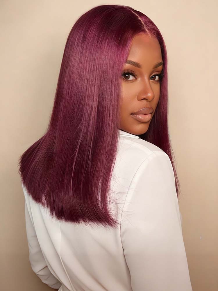 pre-cut 4x4 lace burgundy Bob wig 