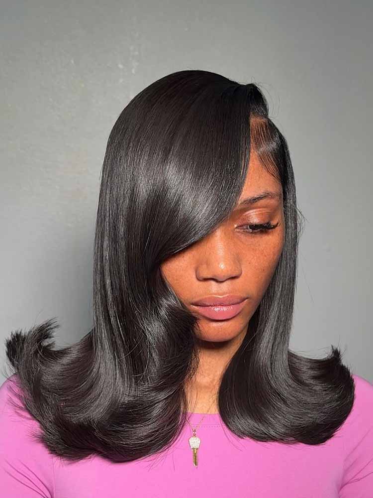 flip over straight human hair wigs