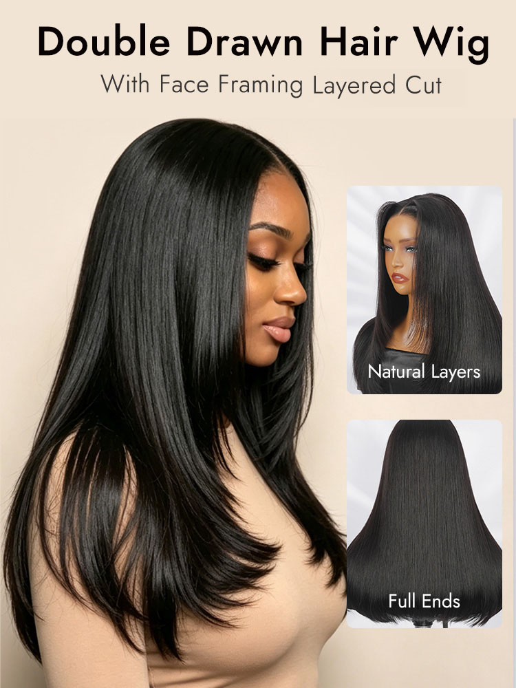 Straight Human Hair 13x6 Frontal  Layered Cut 