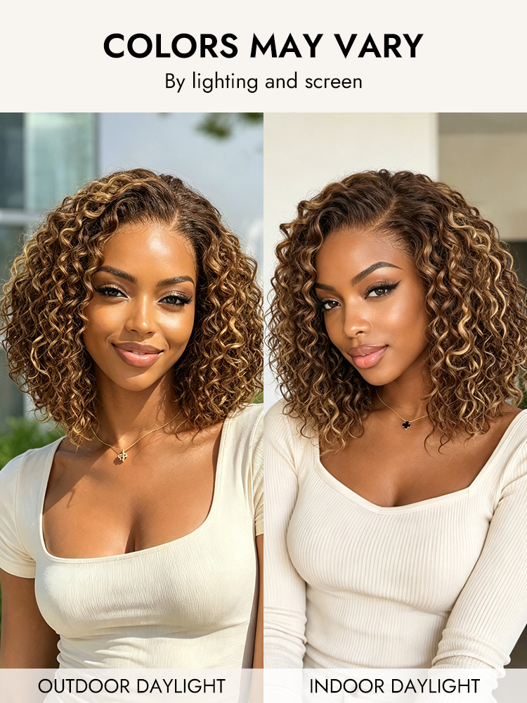 Highlight Brown Glueless Wig Water Wave