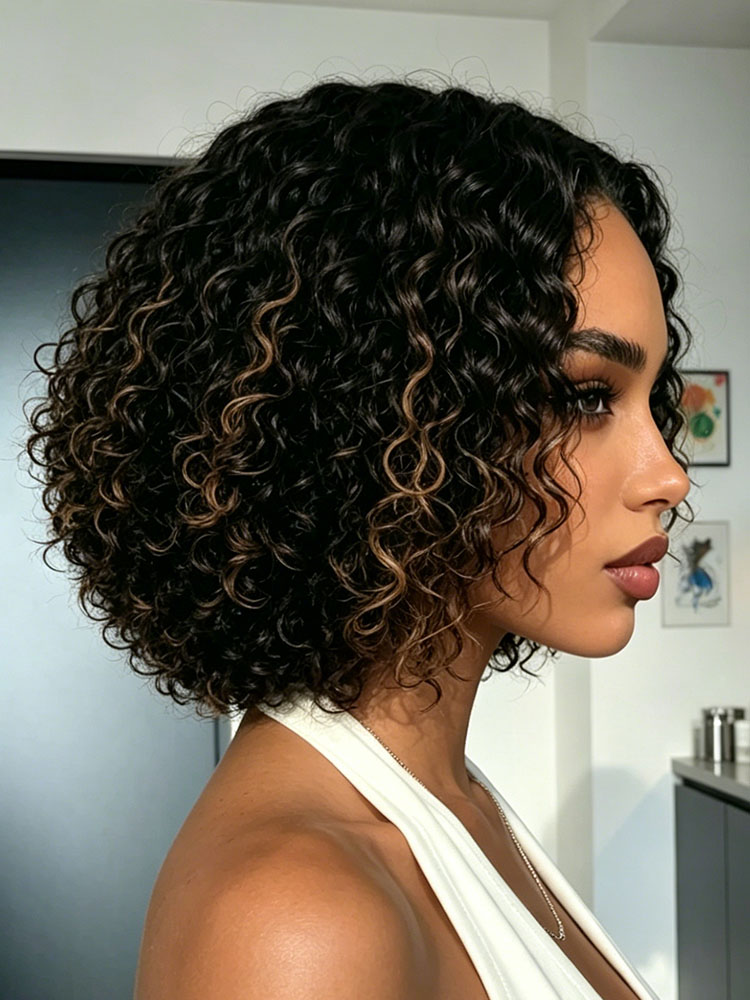 Highlight Water Wave Wig 10 Inch