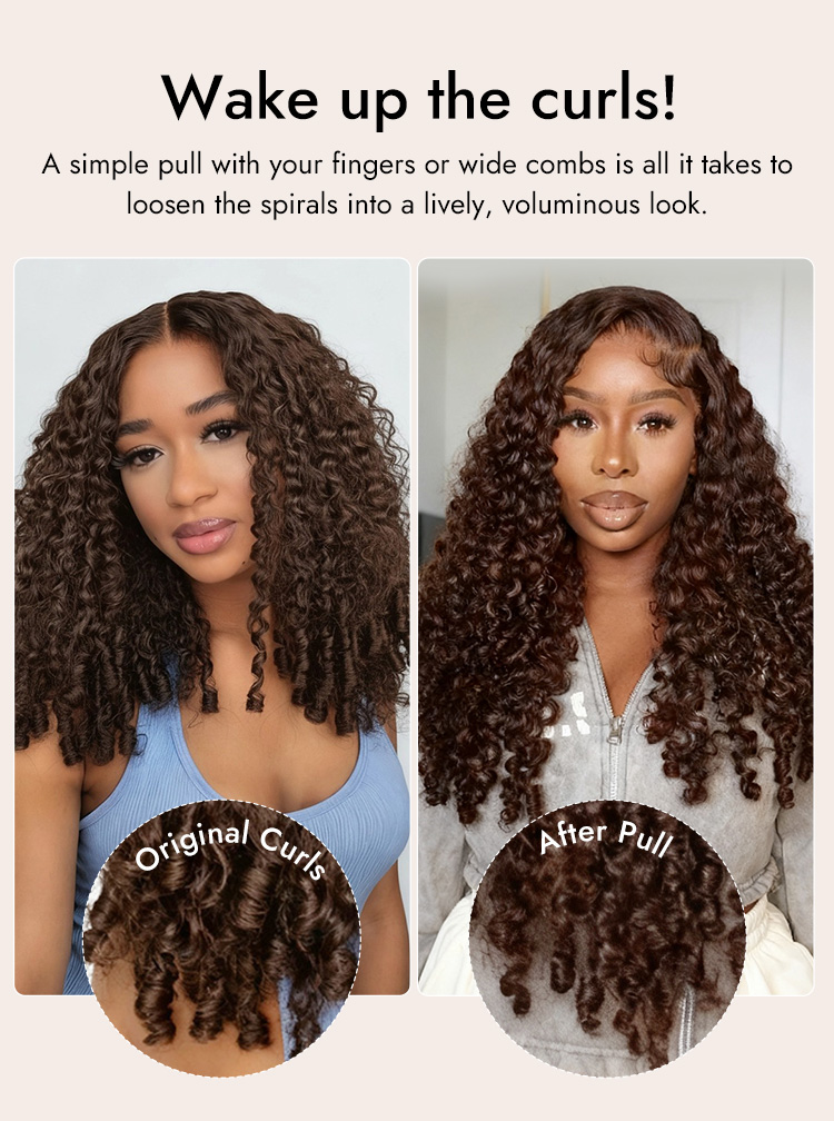 spiral ends curly wig pre plucked hairline