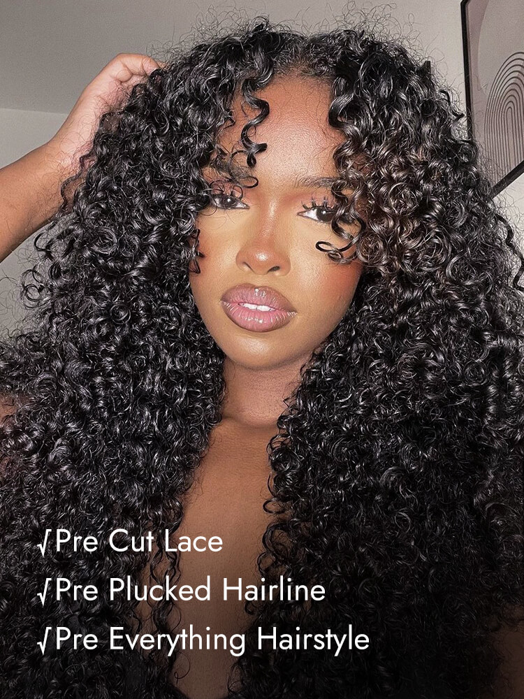 glueless curly hair wigs with 6x8 lace closure