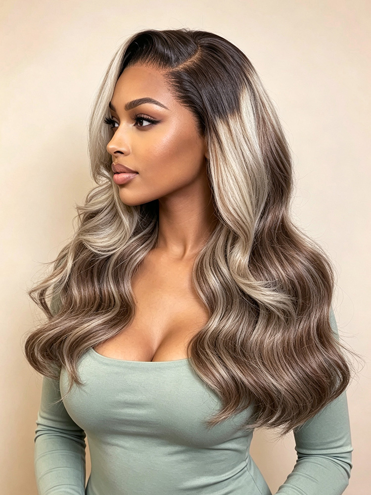 Loose Body Wave Ombre Brown hair wigs