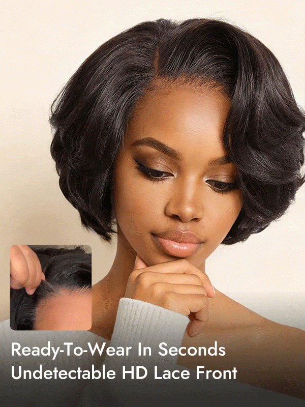 layered Bob Waves HD Lace glueless wig