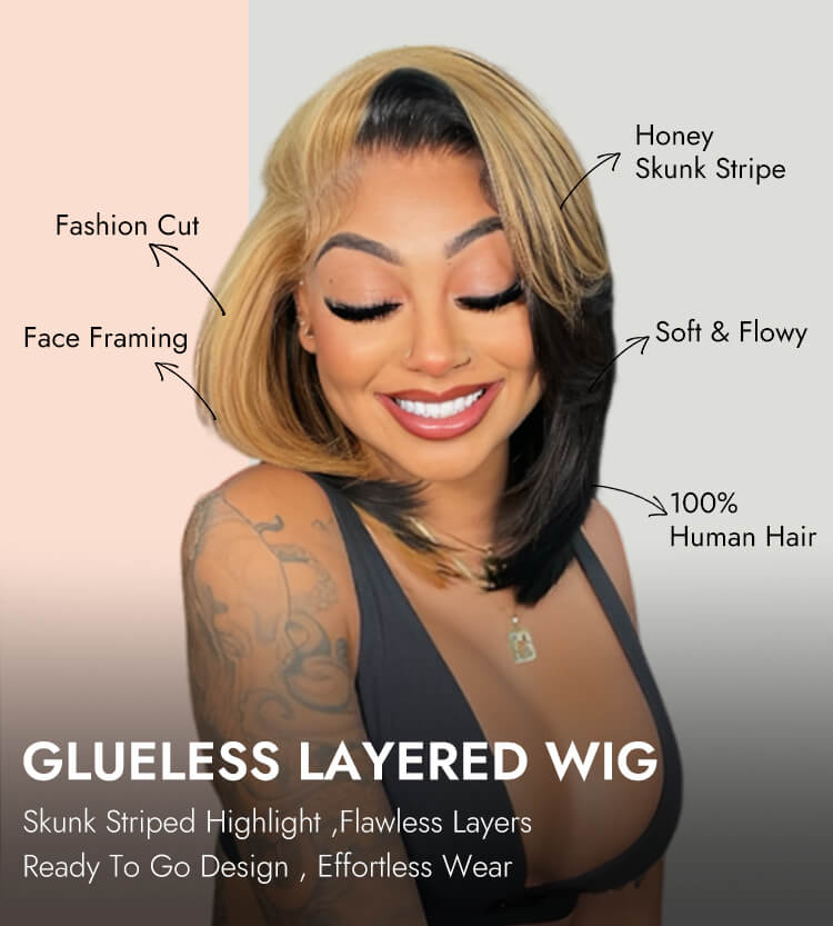 skunk stripe human hair wig 