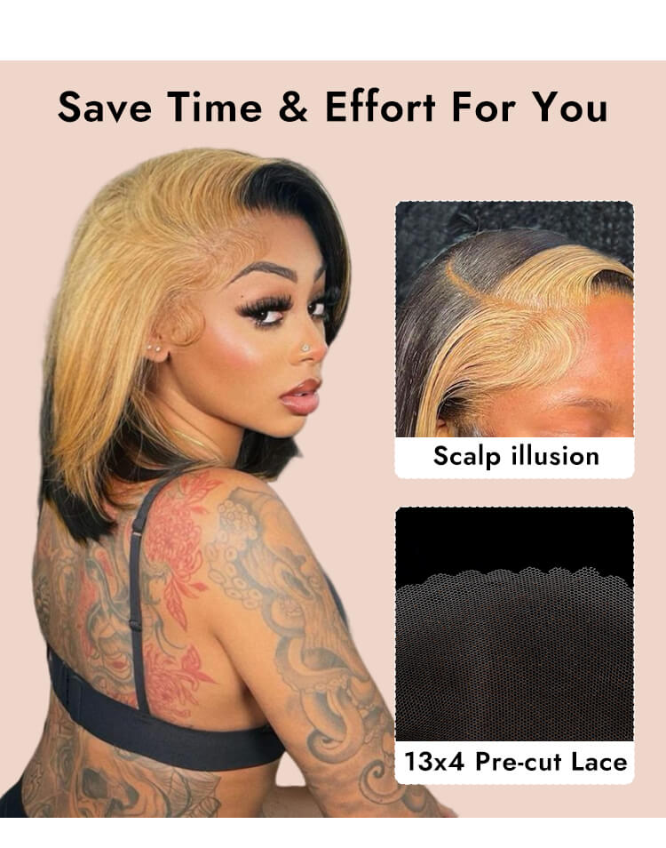 ready to go 14 inch skunk stripe human hair wigs