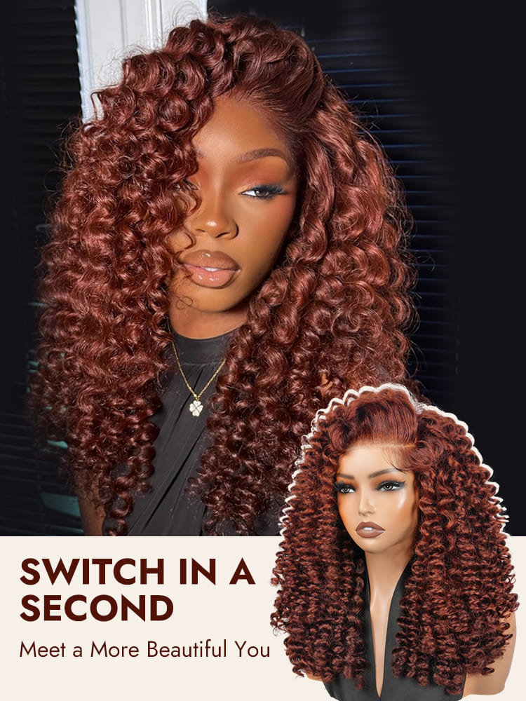 Bouncy Curls Ginger Brown Wigs